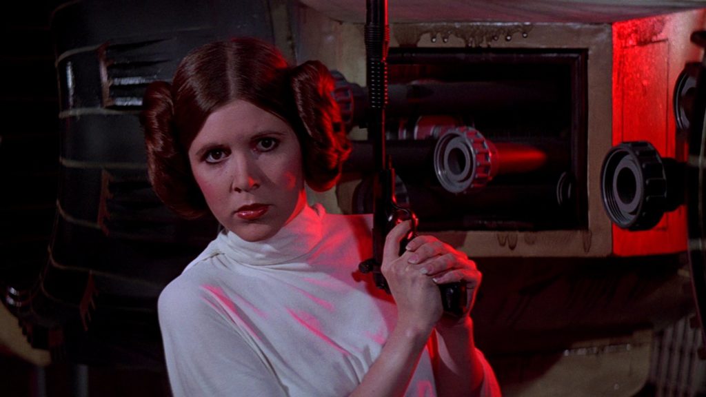 Leia's defender sporting blaster pistol.