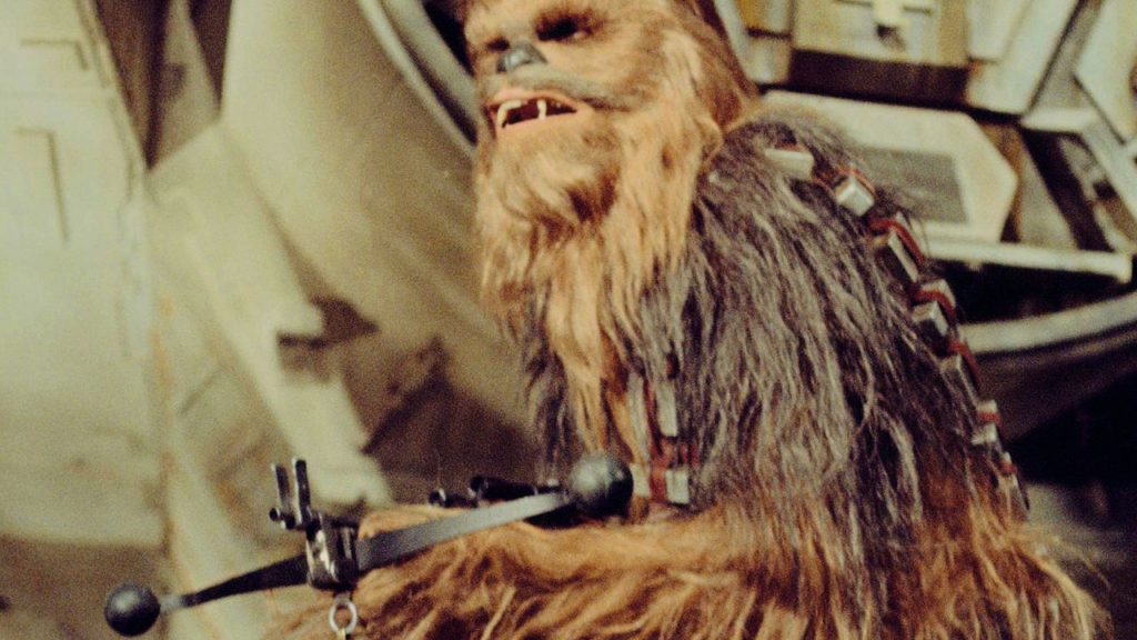 Chewbacca with his bowcaster.