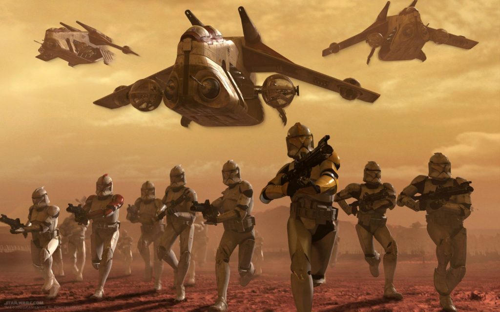 Battle on Geonosis during the Clone Wars.