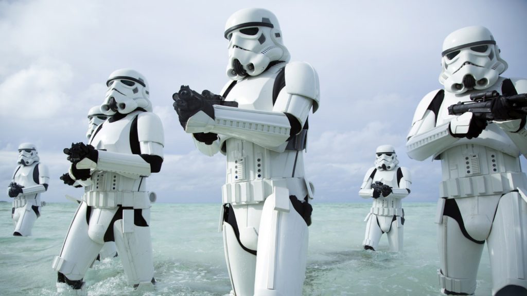 Stormtroopers in the waters on Scarif.