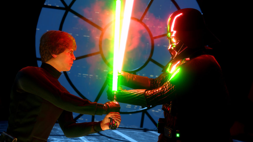 Luke vs Vader on Cloud City in Battlefront. Image by Battlefront Captures.