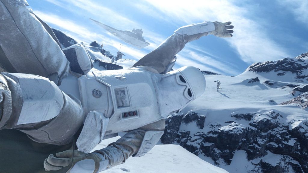 A waving snowtrooper in Battlefront.