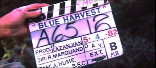 Blue Harvest clapper board.