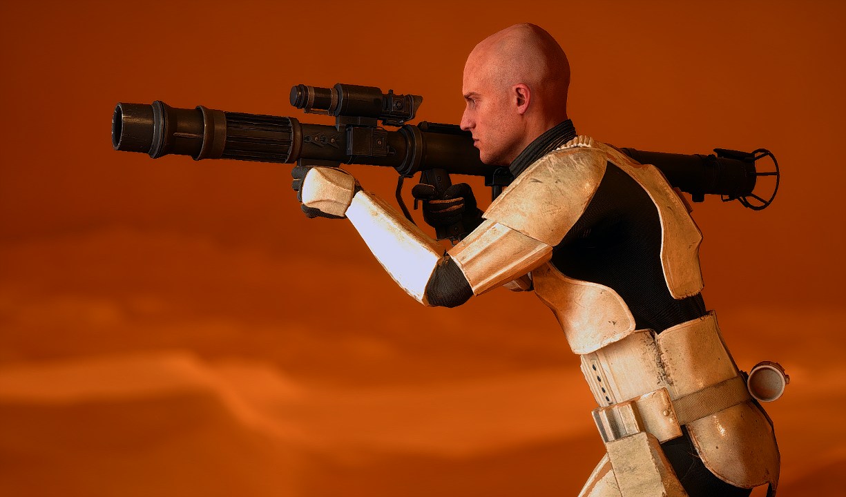 Helmetless stormtrooper in Battlefront.