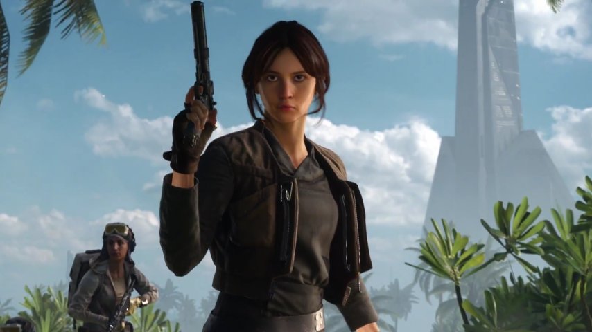 Jyn Erso in the latest Rogue One: Scarif DLC trailer for Battlefront.