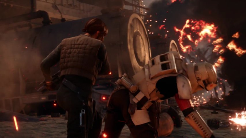 Jyn using her melee on a shoretrooper.