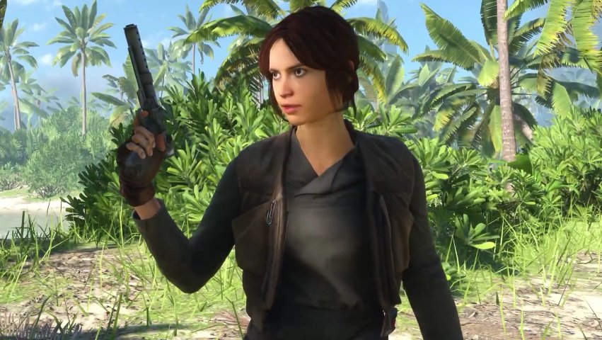 Jyn's entrance pose in Battlefront.