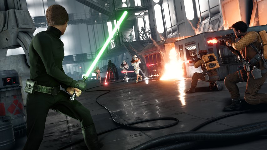 Darth Vader vs Luke Skywalker on Sullust in Battlefront.