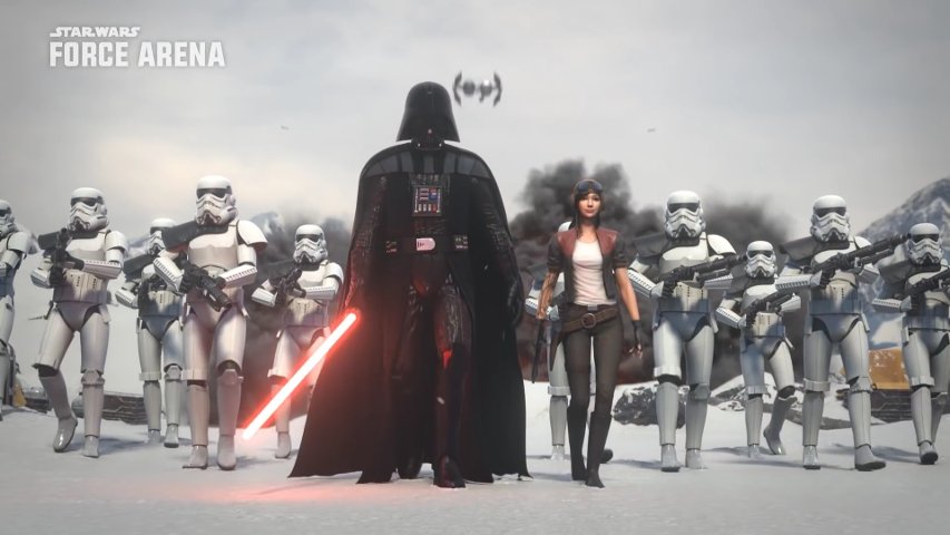 Darth Vader in a Force Arena trailer.