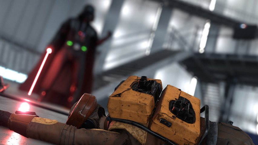 Vader killing a Rebel in Battlefront.