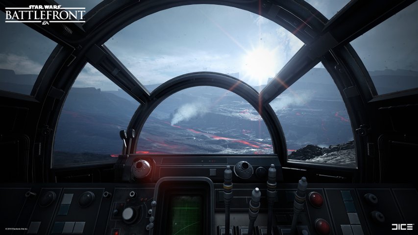 Rendering of the Falcon's cockpit in Battlefront.