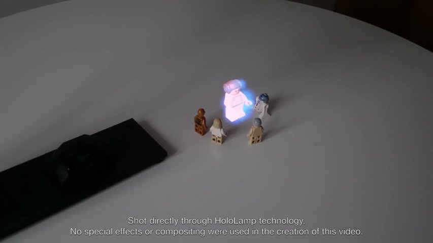 Screenshot of a HoloLamp demo featuring LEGO Star Wars.