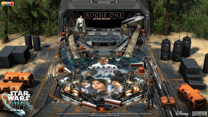 A wide look at the Star Wars Pinball: Rogue One table.