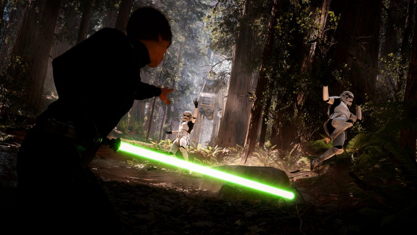 Luke force-pushing stormtroopers on Endor. Image by Cinematic Captures.