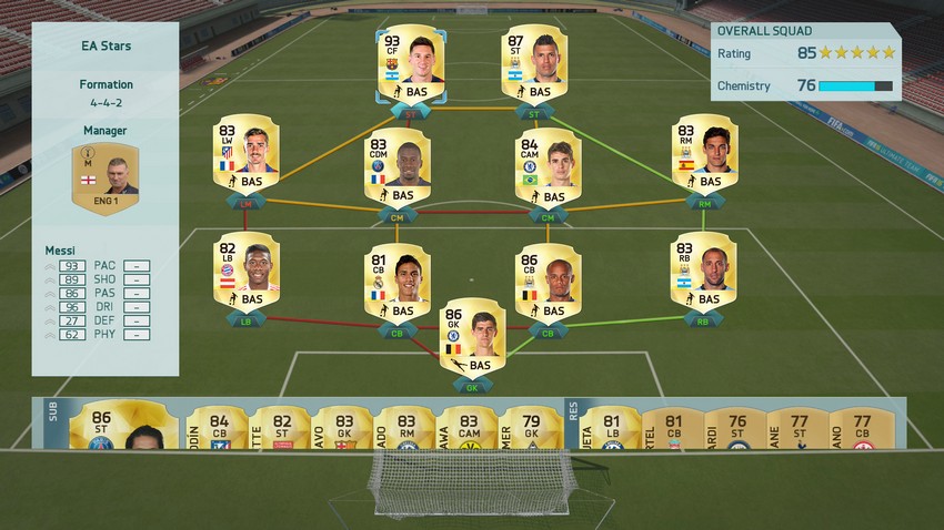 Ultimate Team screen in FIFA 16.