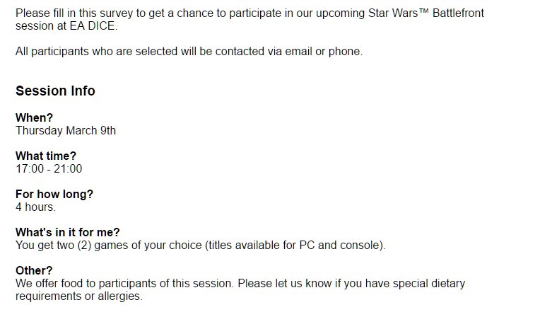 Possible Battlefront 2 playtest details.