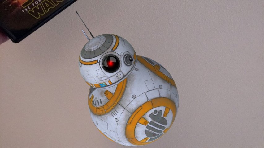AR version of BB-8 from the official Star Wars app.
