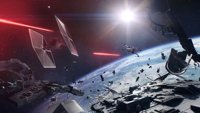 A space conflict in Battlefront II.