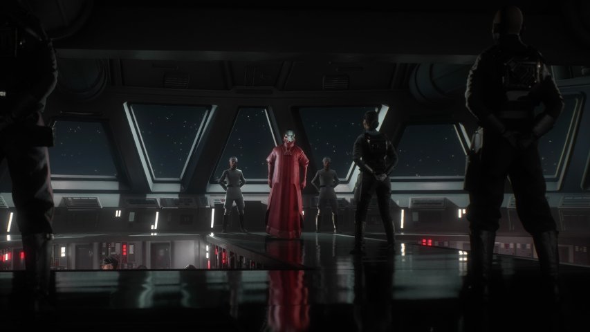 Iden receiving commands from a Sentinel in Battlefront II.