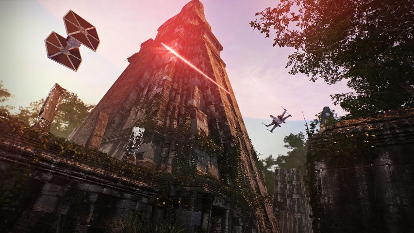 A battle on Yavin IV in Battlefront II.