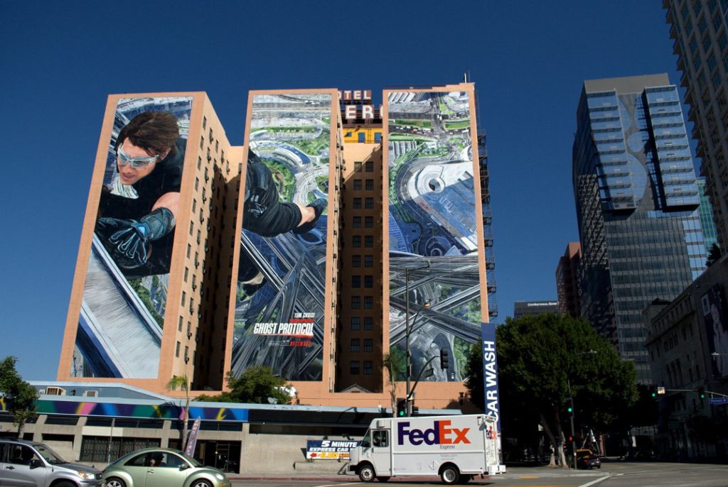 Mission Impossible Ghost Protocol billboard on Hotel Figuora. Image by Joe Wolf.