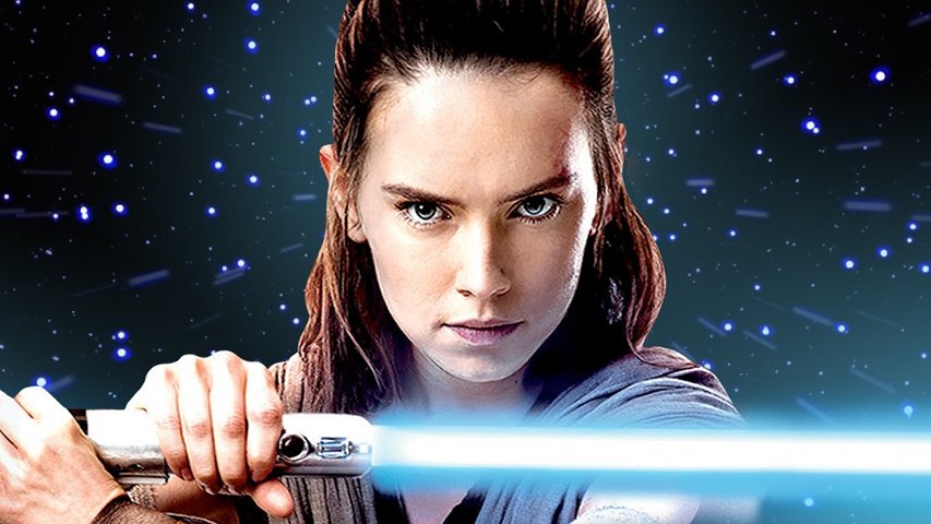 Rey from The Last Jedi promo art.