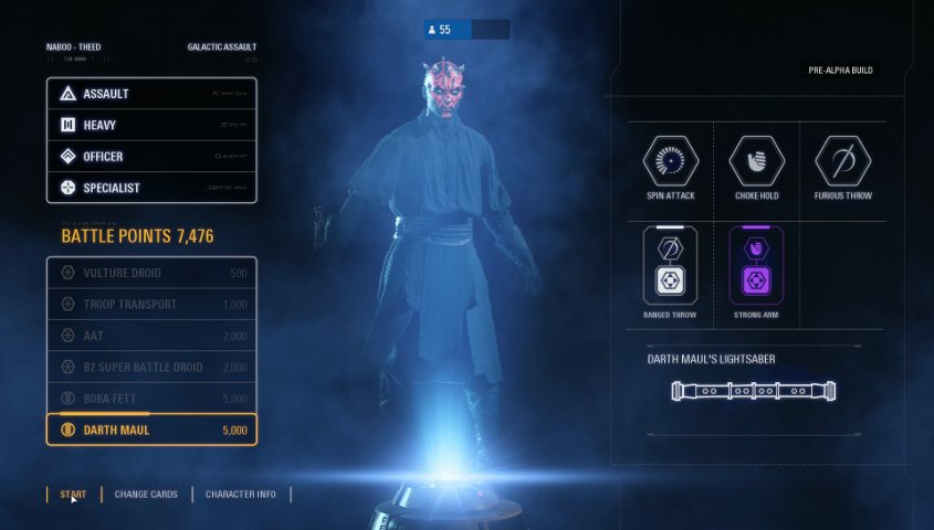 Selecting Darth Maul in Battlefront II.