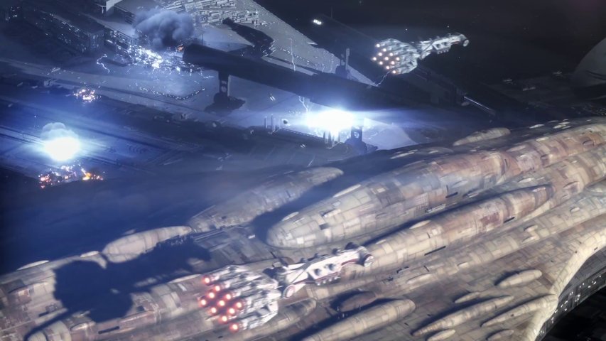 A Rebel cruiser attacking Imperials.