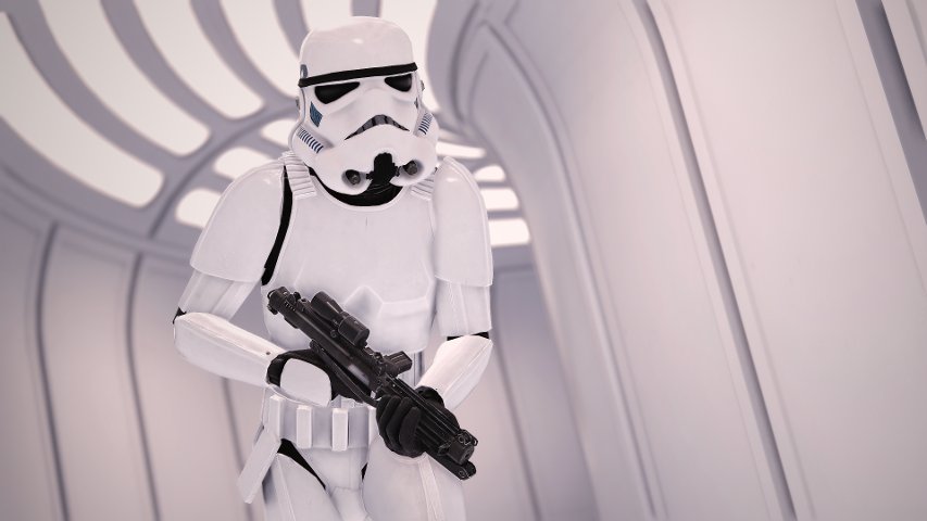 A stormtrooper on Bespin in Battlefront. Image by Cinematic Captures.